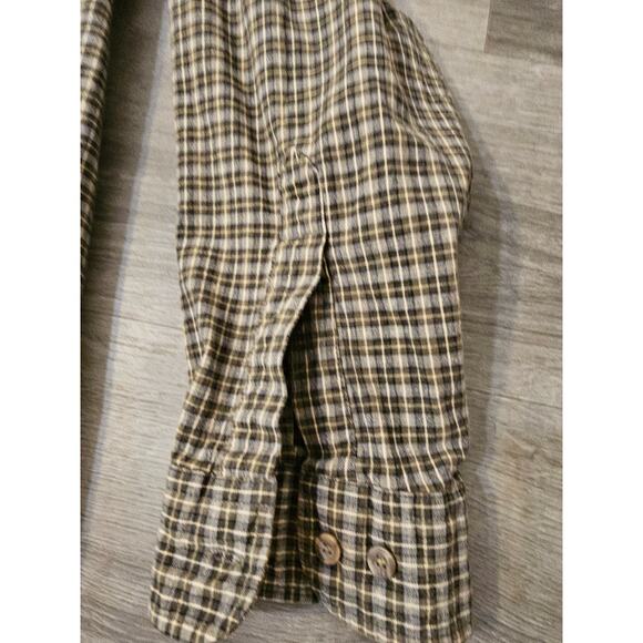 St. Johns Bay Mens Button Shirt Gray Plaid XL Cotton Blend Long Sleeve Stretch - Picture 3 of 7